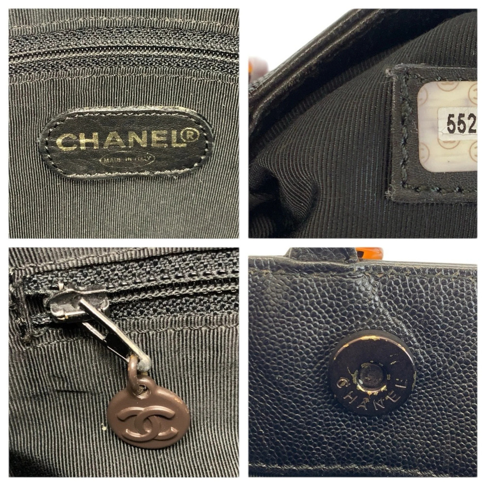 CHANEL Vintage Black Leather Logo Shoulder Bag - Picture 3 of 10